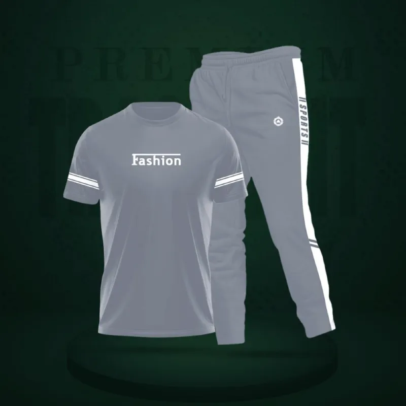 Men's PP Fabric T-Shirt and Trouser Summer Set, Sizes L to XXL