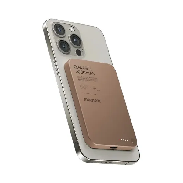 Momax Q.Mag X ম্যাগনেটিক ওয়্যারলেস পাওয়ার ব্যাংক 5000mAh – গোল্ডেন