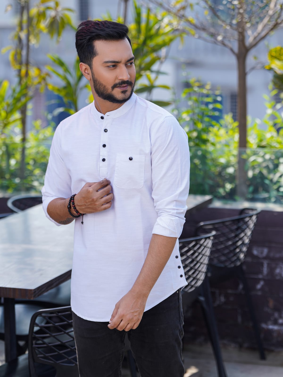 Men's Sakura Cotton Katua with Metal Buttons, 2 Colours