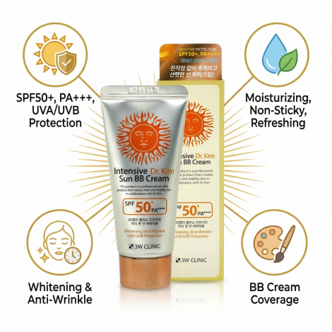3W Clinic Intensive Dr.Kim Sun BB Cream SPF50+ PA++++ 50ml (Korea)