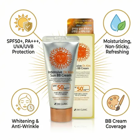 3W Clinic ইনটেনসিভ Dr.Kim সান BB ক্রিম SPF50+ PA++++ 50ml