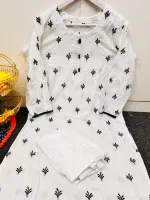 Women's VIP Cotton Embroidered Co-Ord Set with Topeta Silk Salwar