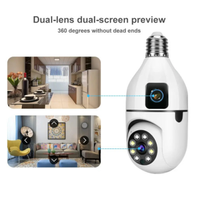 V380 SQ002 3MP বাল্ব ক্যামেরা, Wi-Fi IP ক্যামেরা