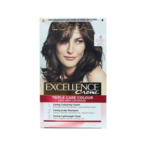 L'Oreal Excellence Creme ট্রিপল কেয়ার হেয়ার কালার - 4 Brown (বাদামি)