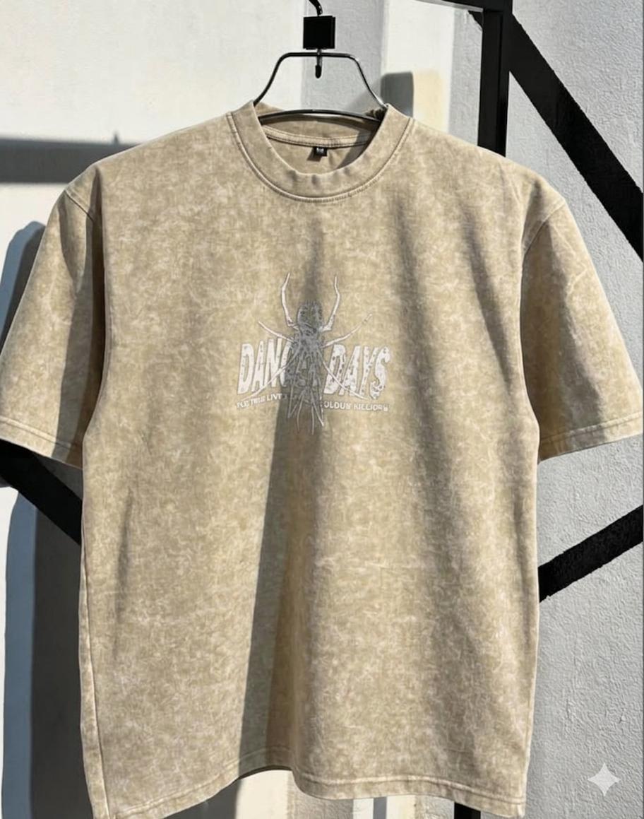 Men's Acid Wash Drop Shoulder T-Shirt, Pure Cotton 250 GSM