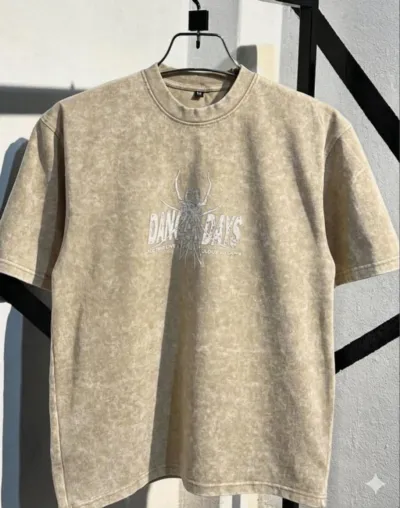 Men's Acid Wash Drop Shoulder T-Shirt, Pure Cotton 250 GSM