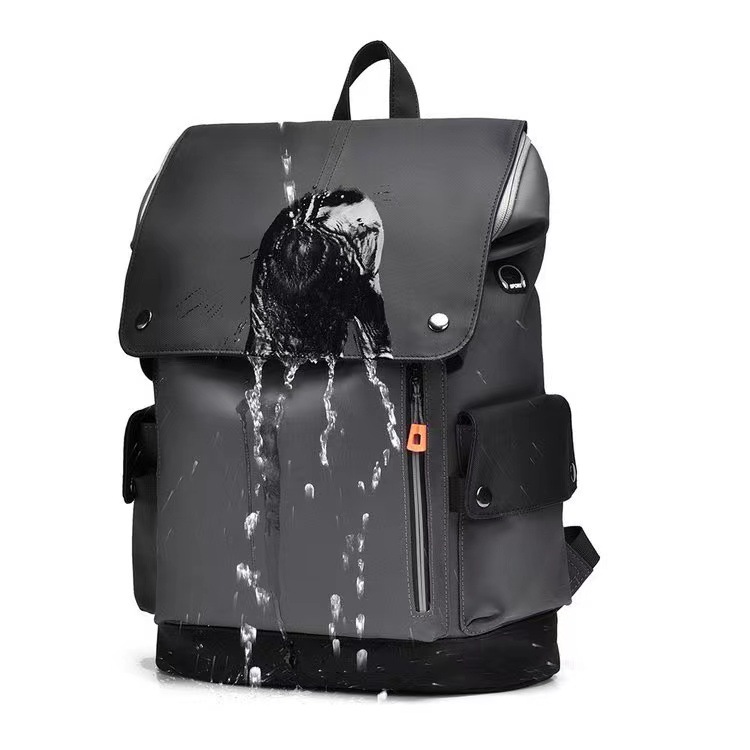 Men's Premium Waterproof PU Leather Laptop Backpack - Ash