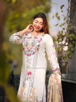 আড়ি ও ডলার ওয়ার্ক মাইক্রোস্টিচ থ্রি-পিস, 44 ইঞ্চি কামিজ