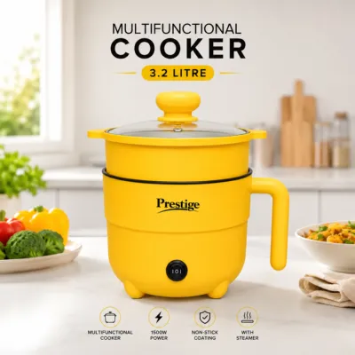 Prestige 3.2L মাল্টিফাংশনাল ইলেকট্রিক কুকার 1500W, নন-স্টিক, স্টিমার ট্রেসহ