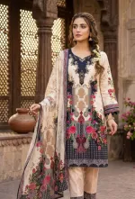 Digital Print Three Piece with Kota Silk Orna, 46 Inch Kameez