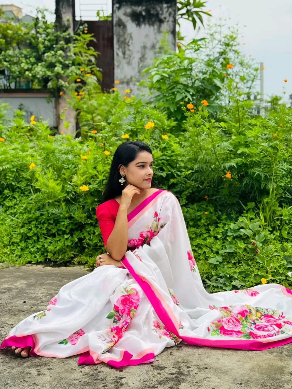 পার্টি ও উৎসবের Topetor সিল্ক শাড়ি, ডিজিটাল প্রিন্ট, 6 রং