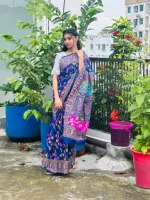 12 হাত হাফ সিল্ক শাড়ি, স্ক্রিন প্রিন্ট প্যাটার্ন