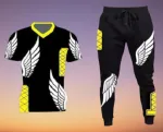 Men's Mesh Fabric Tee and Full Pant Two-Piece Set, 5 Colours