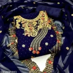 Georgette Embroidery Four Piece with Inner, Free Size, 40 Inch