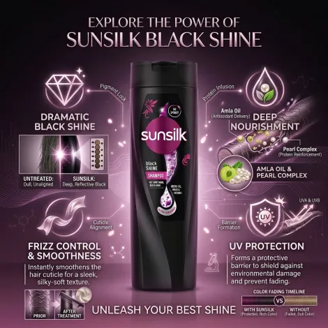 Sunsilk Black Shine শ্যাম্পু, কালো চুলের জন্য 300ml