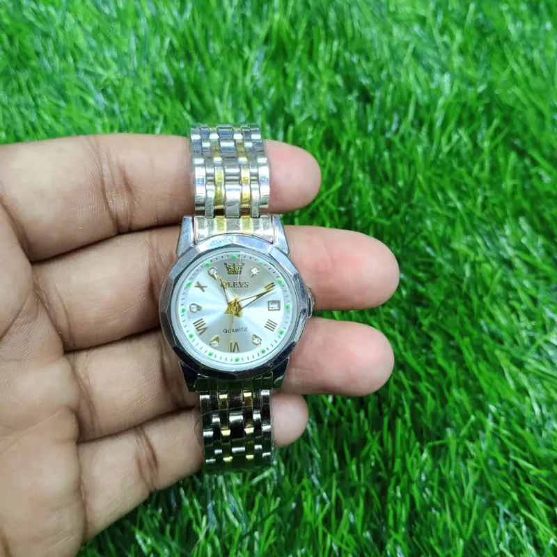 OLEVS 9931 মেয়েদের স্টেইনলেস স্টিল লুমিনাস ঘড়ি (সিলভার)