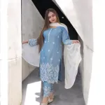 কটন এমব্রয়ডারি থ্রি পিস
