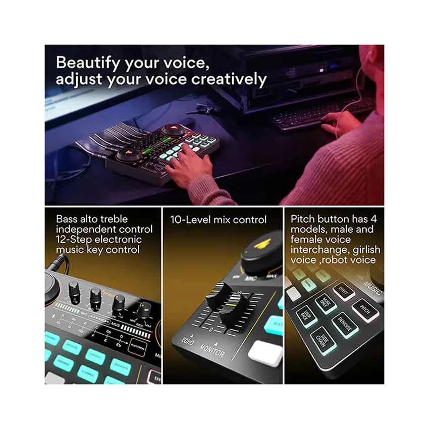 Maono AU-AM200 S1 Maonocaster Lite All-in-One Podcast Studio, Black
