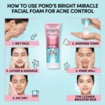 Pond's Bright Miracle আলটিমেট অ্যাকনে কন্ট্রোল Thymo-BHA ফেসিয়াল ফোম 100 গ্রাম