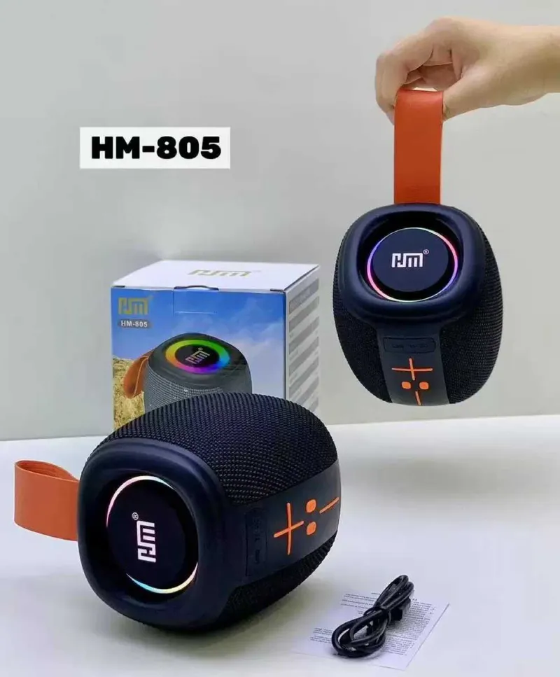 HM-805 পোর্টেবল ব্লুটুথ স্পিকার, RGB লাইটসহ (কালো)