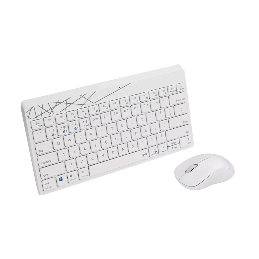 Rapoo 8000M Dual Mode White Bluetooth Keyboard & Mouse Combo
