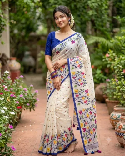 চান্দেরি সিল্ক ফ্লোরাল ডিজিটাল প্রিন্ট শাড়ি, 3 রং