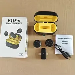 K31 Pro কলার ক্লিপ ওয়্যারলেস মাইক্রোফোন – Android ও iOS-এর জন্য