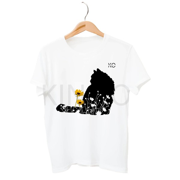 Cat in Flower Garden Print tees for Meow lover in Bangladesh