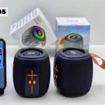 HM-805 পোর্টেবল ব্লুটুথ স্পিকার, RGB লাইটসহ (কালো)