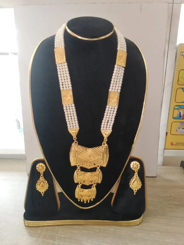মেয়েদের বিয়ের নেকলেস সেট, ম্যাচিং কানের দুলসহ