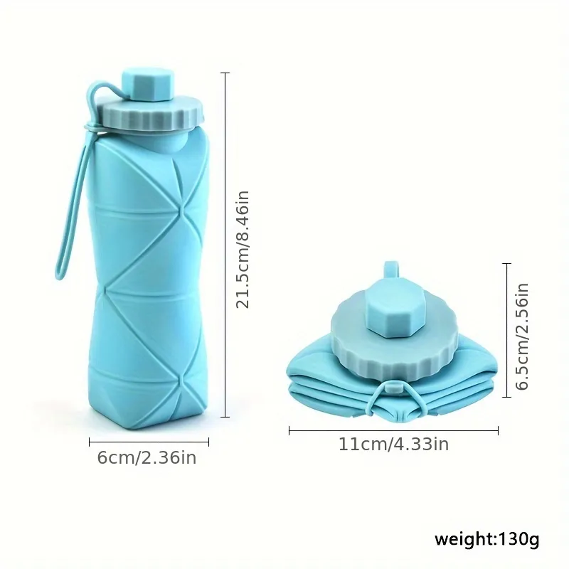 সিলিকন ফোল্ডিং ওয়াটার কাপ 600ml – ঢাকনা ও হাতলসহ (মাল্টি-কালার)