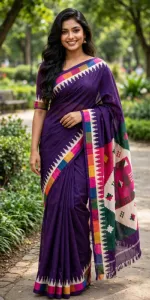 চান্দেরি সিল্ক শাড়ি ম্যাচিং ব্লাউজ পিসসহ, 3 রং