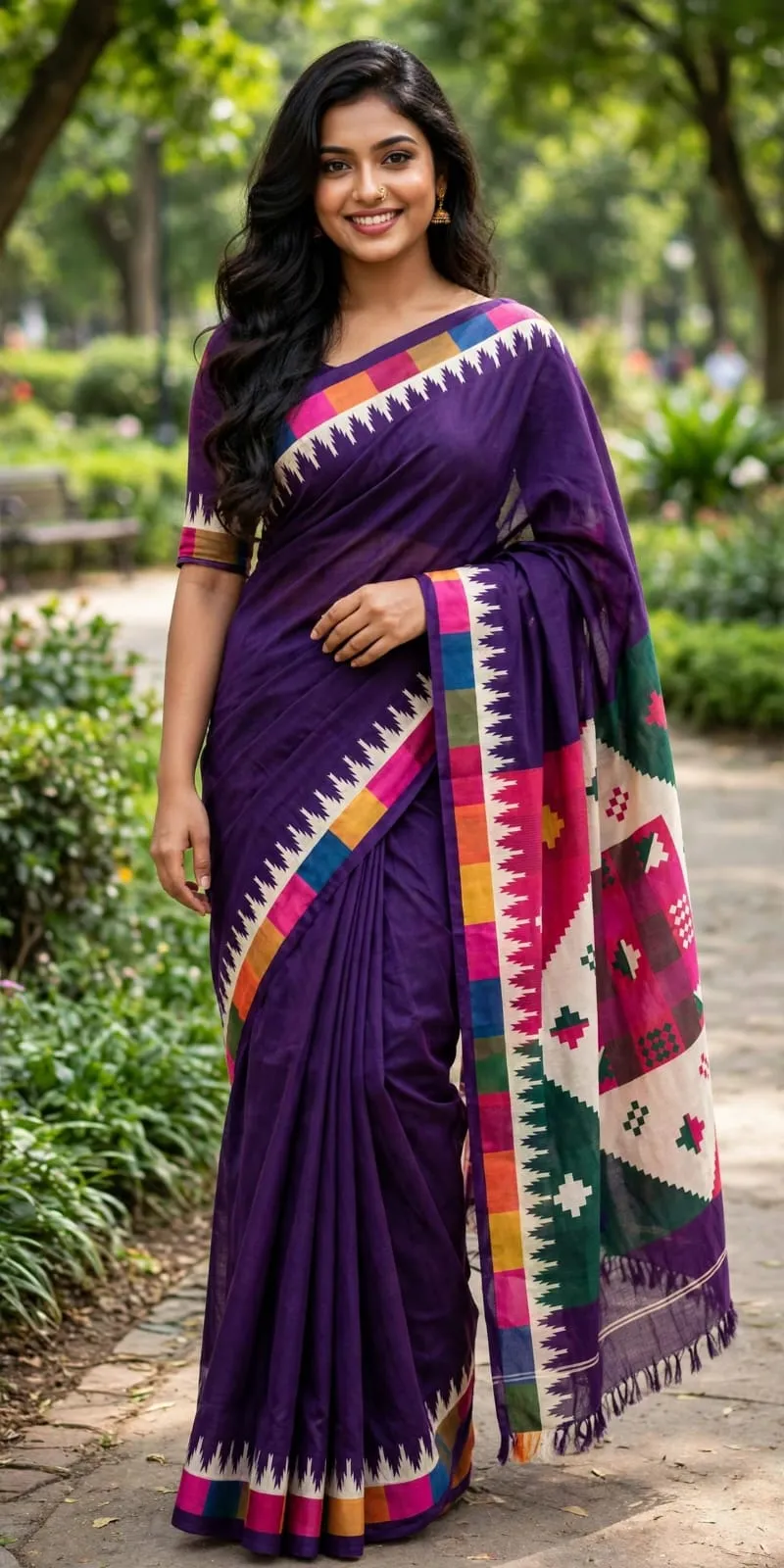 চান্দেরি সিল্ক শাড়ি ম্যাচিং ব্লাউজ পিসসহ, 3 রং