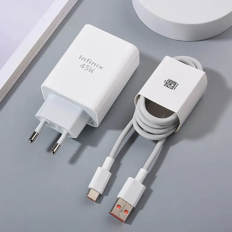 Infinix 45W আল্ট্রা ফাস্ট চার্জার – USB-A to Type-C ক্যাবল সহ