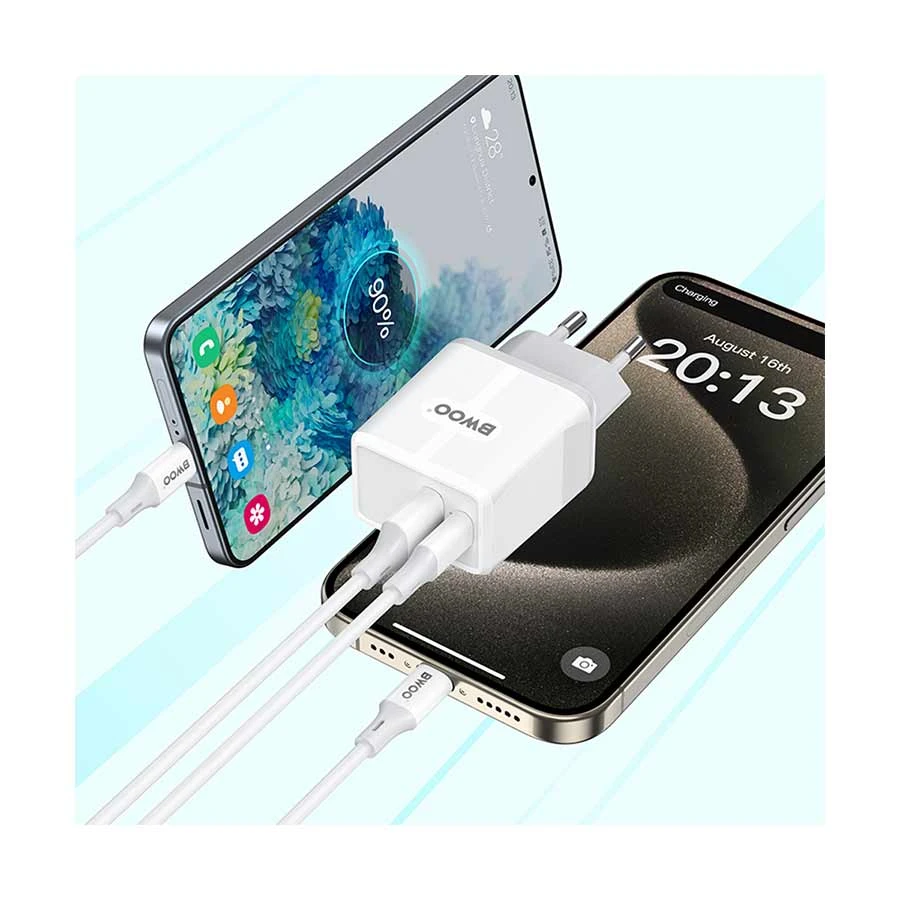 Bwoo BO-CDA170 20W PD QC3.0 USB & USB-C White Charger Adapter (EU)