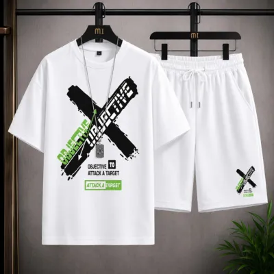 Men's Mesh T-Shirt and Shorts Two-Piece Set, 160 GSM, Sizes M to XL
