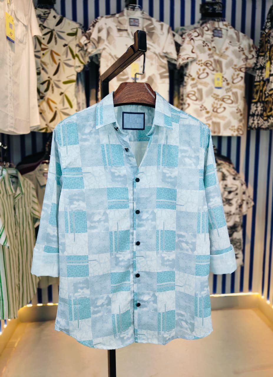 Men's Double Yoke Cotton Spandex Shirt, Show Buttons, 6 Colours