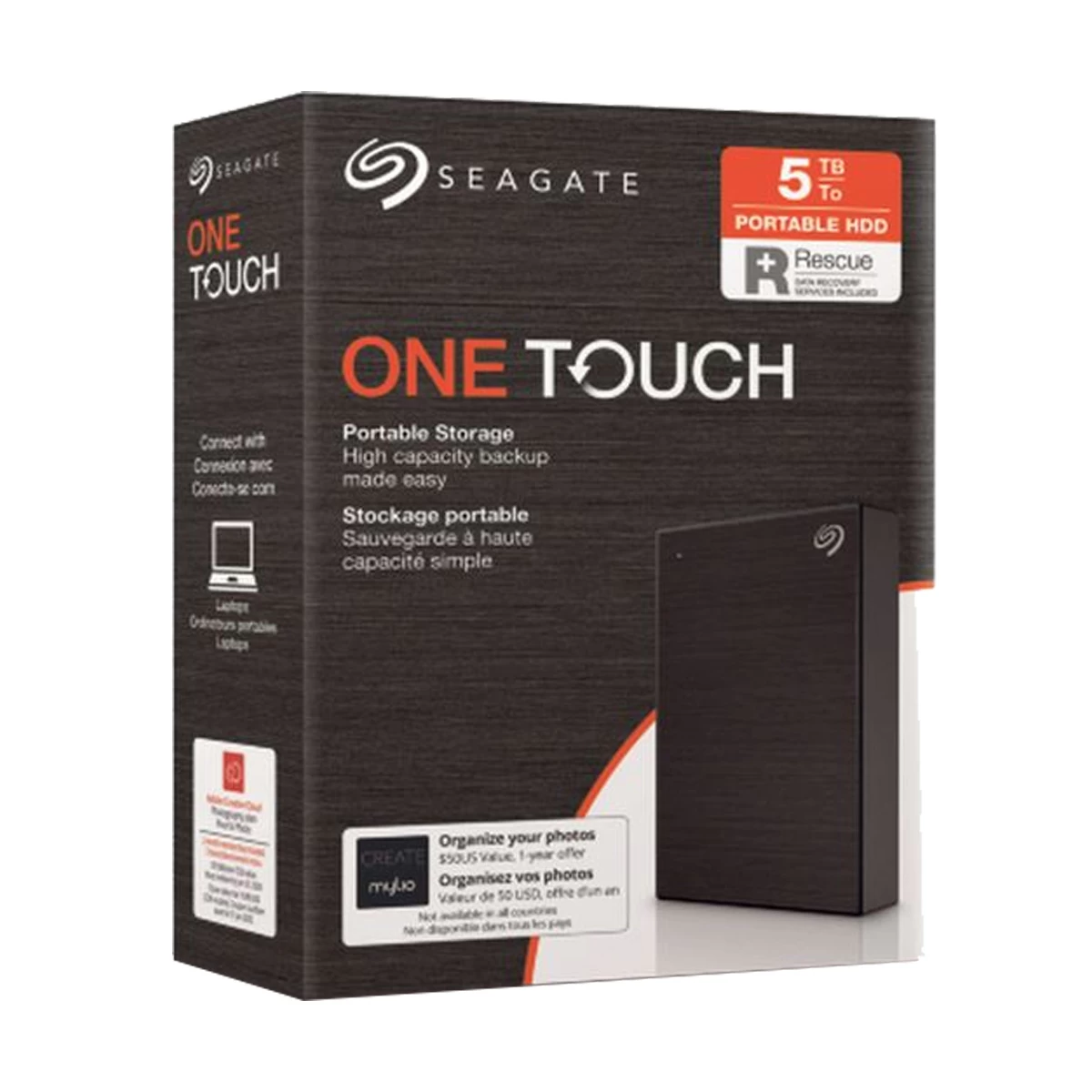 Seagate One Touch 5TB Portable USB 3.0 Black External HDD