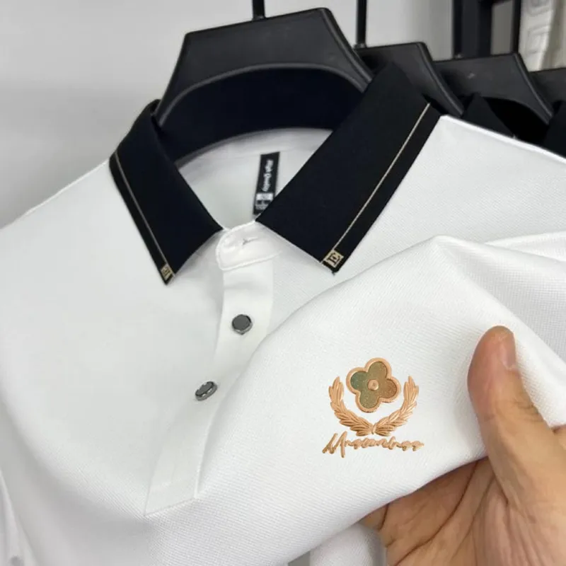 Men's Sticker Logo Polo Shirt, PK Cotton, Chest 38 to 44 Inch