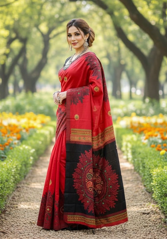 Women's Dhupian Silk Saree, 13 Haath, Without Blouse Piece