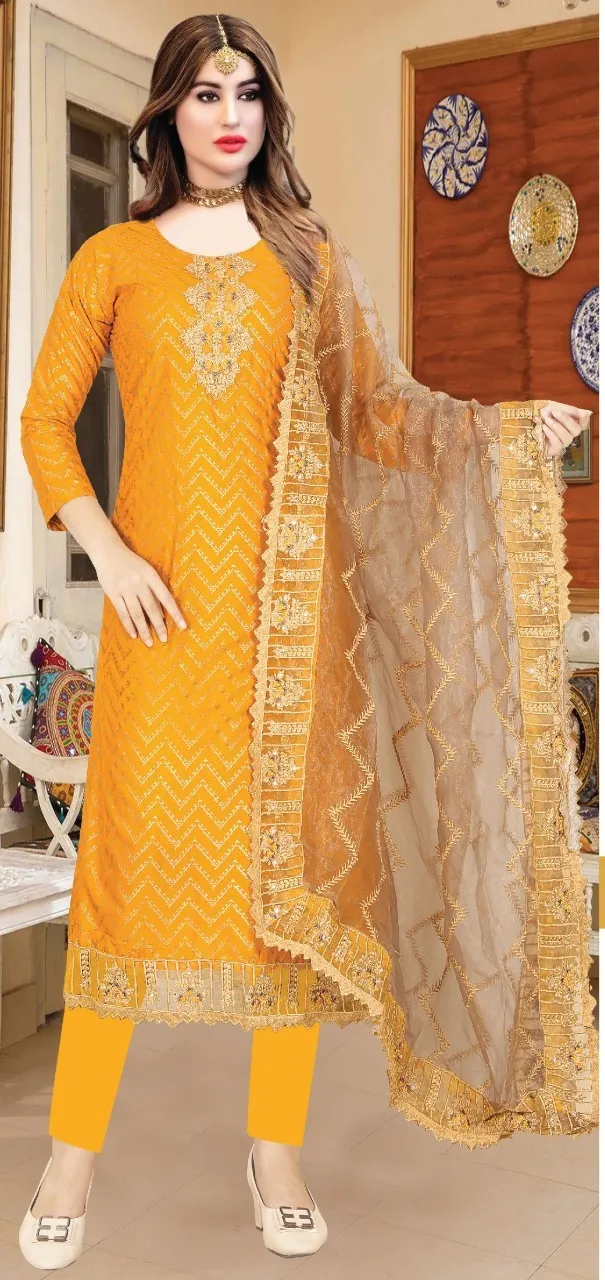 Women's AC Cotton Three Piece with Embroidery and All-Over Print