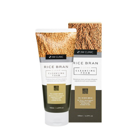 3W Clinic Rice Bran Clear Cleansing Foam 180ml (Korea)