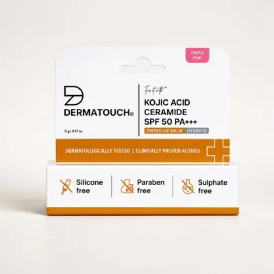 Dermatouch কোজিক অ্যাসিড সেরামাইড SPF 50 PA+++ টিন্টেড লিপ বাম 5g - Tinted Pink