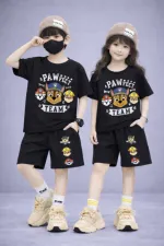 Kids' 200 GSM Drop Shoulder Tee and Pant Set, Sizes 2-3Y and 4-5Y