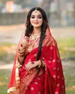 সিল্ক স্কিন প্রিন্ট শাড়ি, ম্যাচিং ব্লাউজ পিস, 6 রং