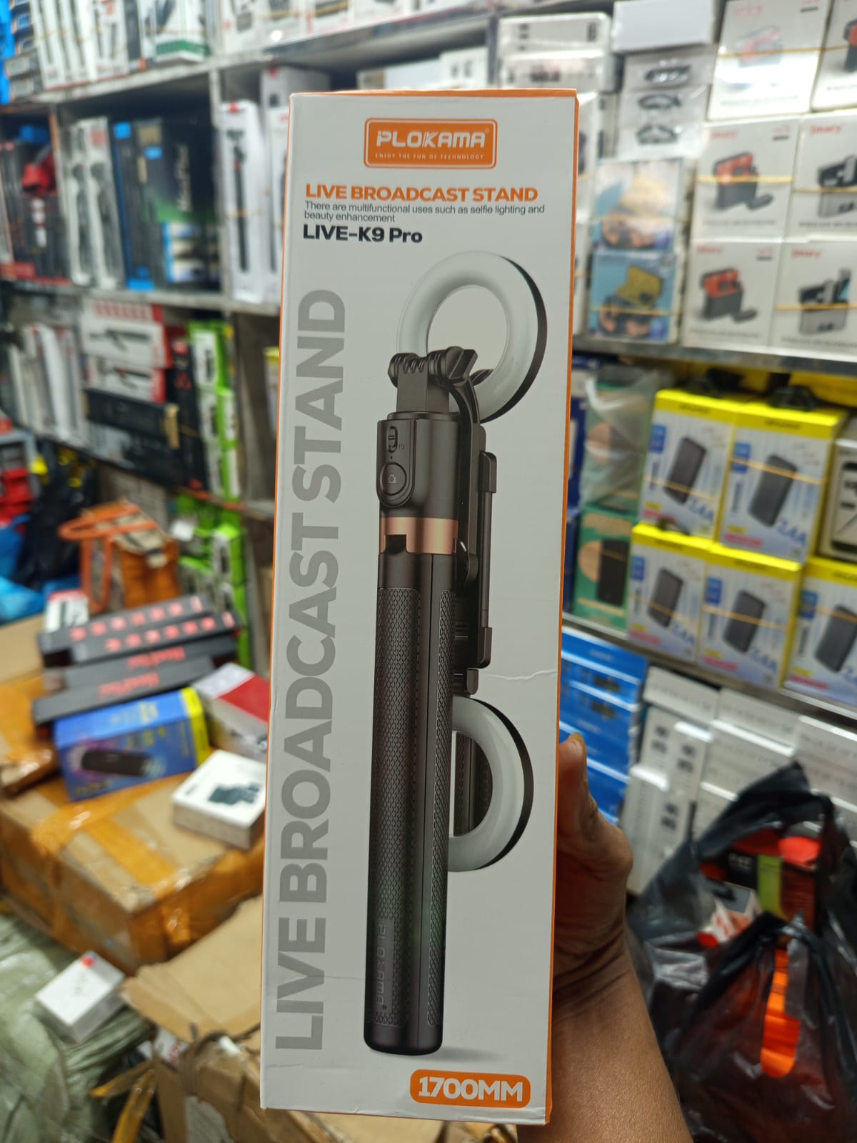 Plokama LIVE-K9 Pro 1700mm সেলফি স্টিক – ট্রাইপড স্ট্যান্ড ও রিং লাইটসহ