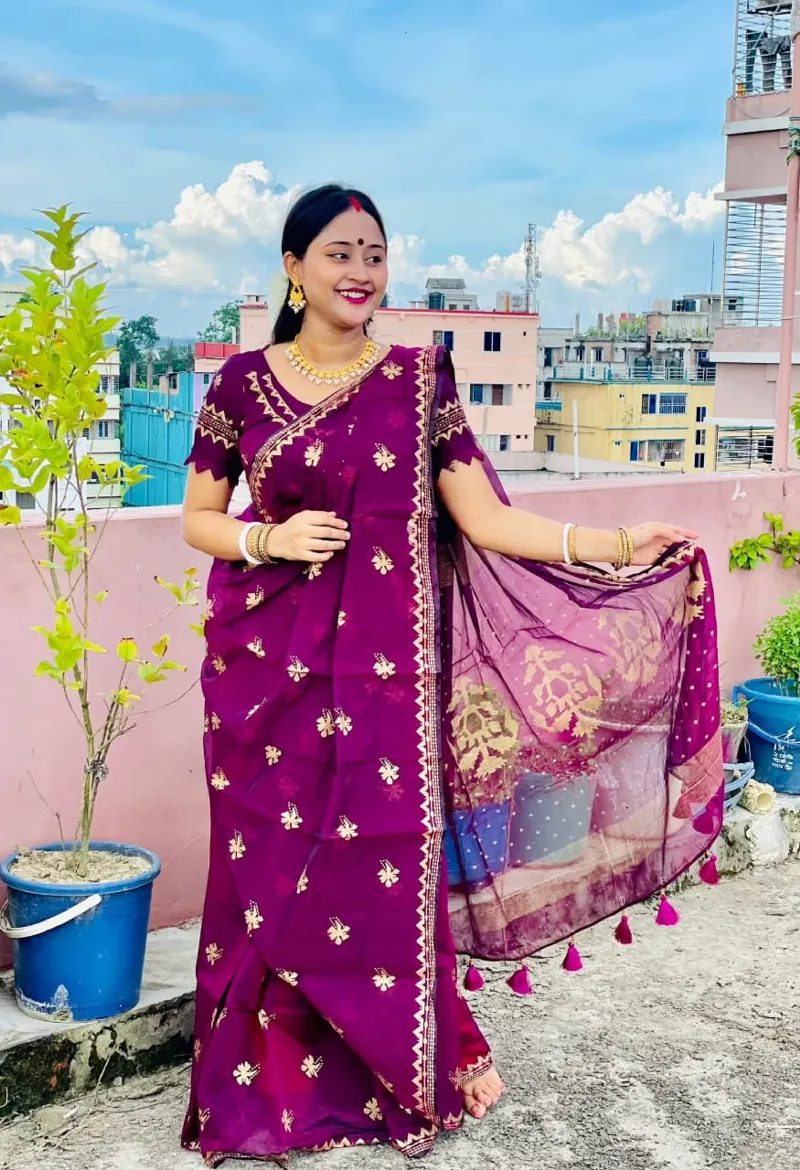 Semi Muslin Screen Print Saree with Blouse Piece, 5 Colours