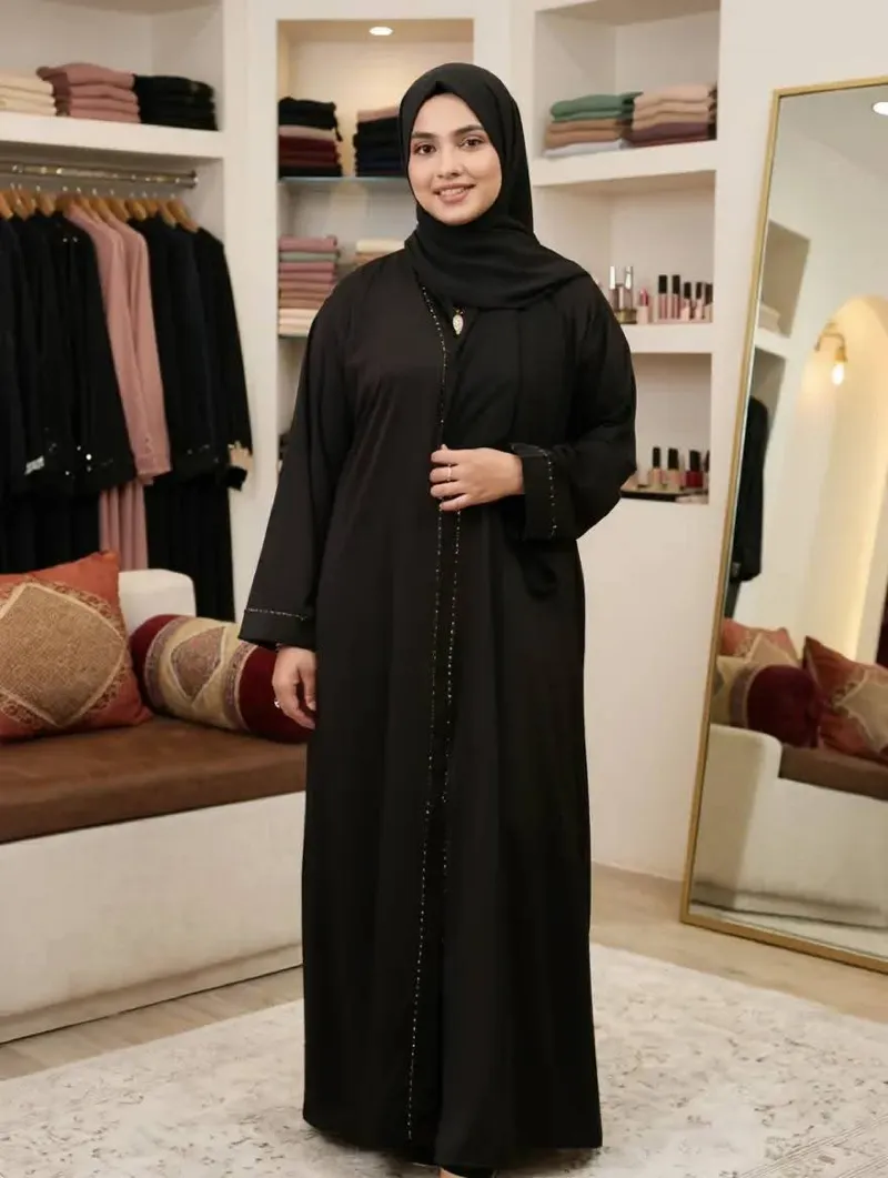 Abaya Borka with Lace Work, Sizes 50 to 56, 5 Colours