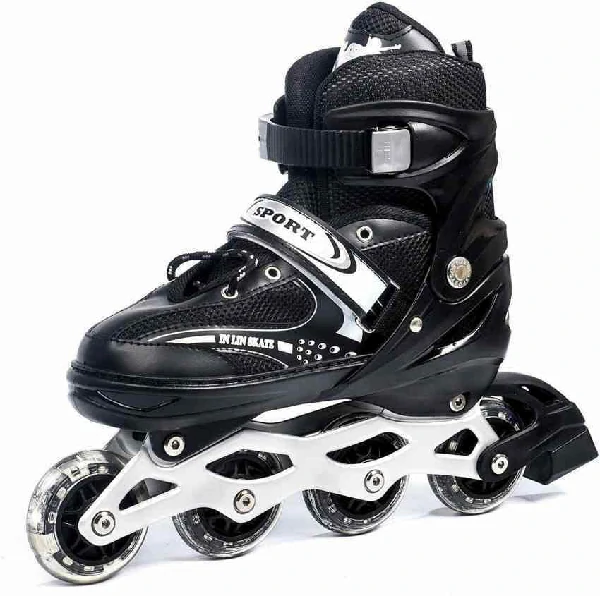 Adjustable inline roller skating shoes