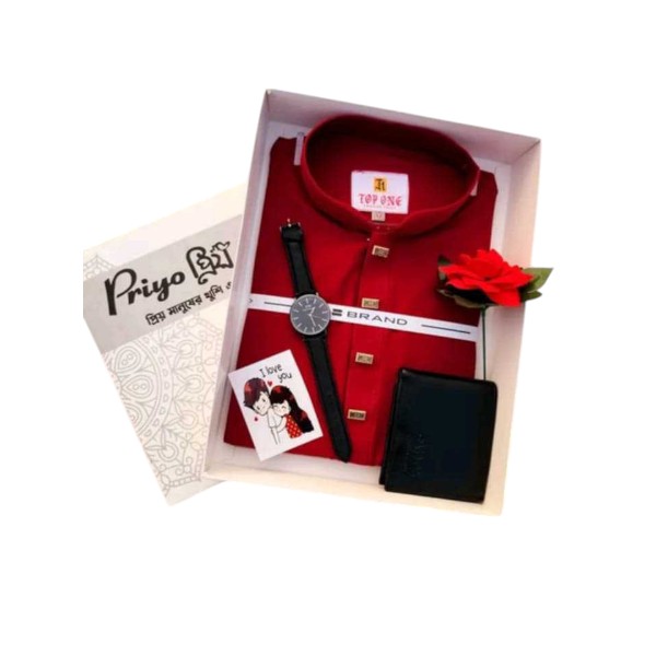 Full package e thakche cotton with snub button panjabi